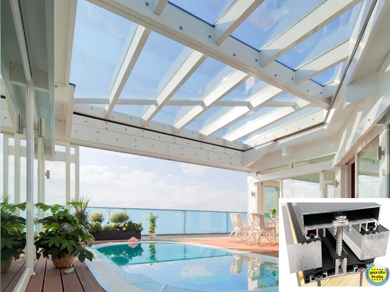 Glasüberdachung für ein Schwimmbad als Glasdach bauen