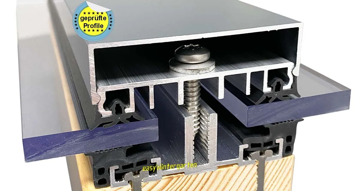 Ein Glasdach selber bauen Profilaufbau Kaltverglasung
