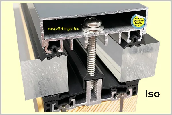 Glasdachprofile Aluprofile um Isolierglas zu befestigen mit geprüften Profilen