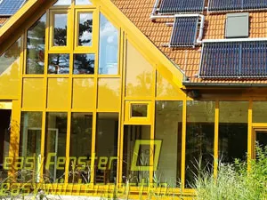 Glasfassade in Holz Aluminium Konstruktion