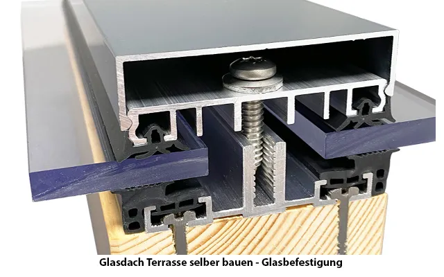 Glasdach Terrasse selber bauen mit Verglasungsprofilen Glasdach Terrasse selber bauen - Glasbefestigung