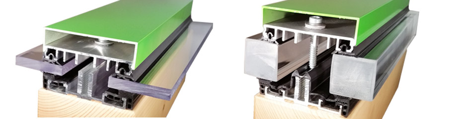 Aluminium Unterprofile für Verglasungen Aluminium Unterprofile für Verglasungen
