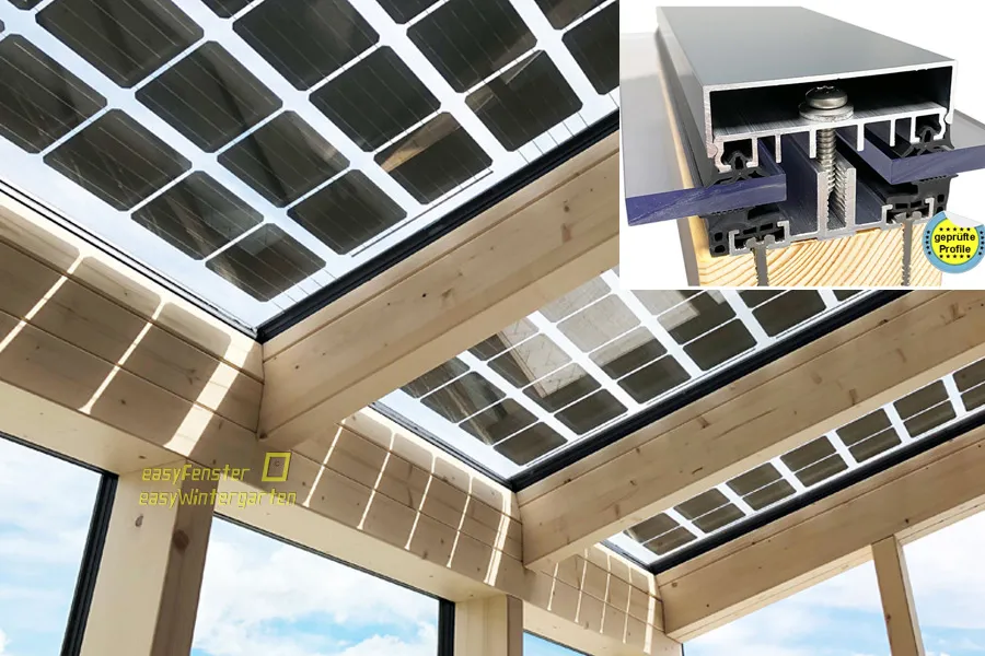 Befestigungsprofile für Doppelglasmodule Befestigungsprofile für Doppelglas Solarglas Module beim Bau von Glasdächer