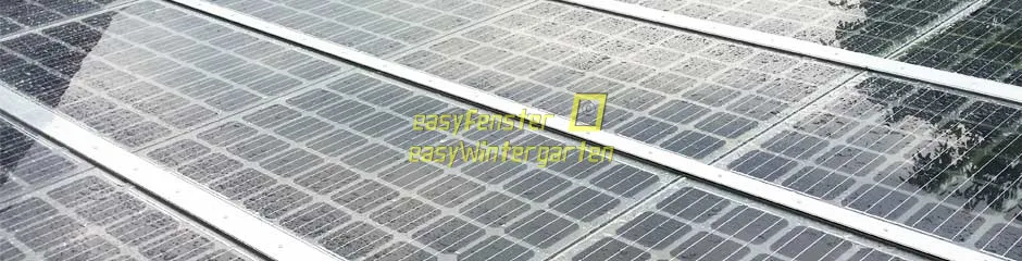 Glasstoß am Solardach, extra flach