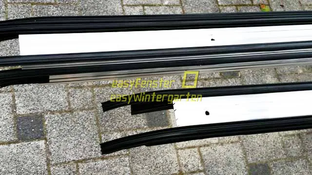Klemmleisten für die Solarmodule gebohrt und Dichtung eingezogen Klemmleisten für die Solarmodule gebohrt und Dichtung eingezogen