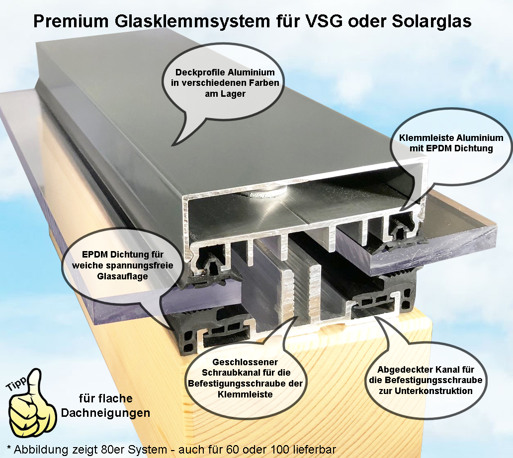 Glasklemmprofile für Solarglas Glasklemmprofile für Solarglas